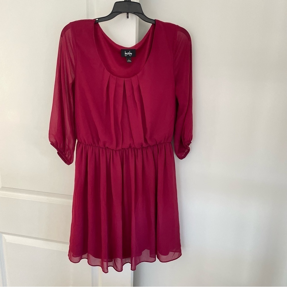 By & By Cranberry Draped and Cinched Mini Dress Size L